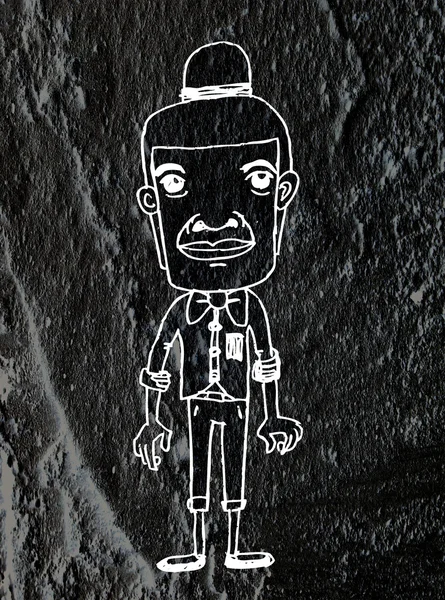 Persone cartone animato su cemento parete texture sfondo — Foto Stock