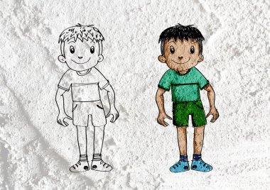 insanlar karikatür çimento duvar dokusu zemin üzerine