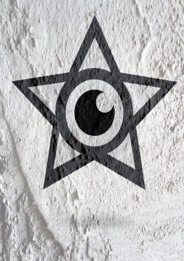 göz simgesi karakter tasarımı çimento duvar dokusu zemin üzerine