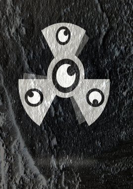 göz simgesi karakter tasarımı çimento duvar dokusu zemin üzerine