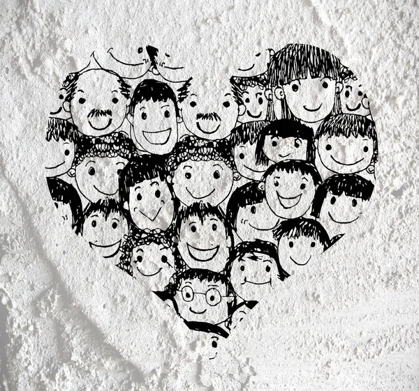 Face people   on Cement wall texture background — Stock Photo, Image