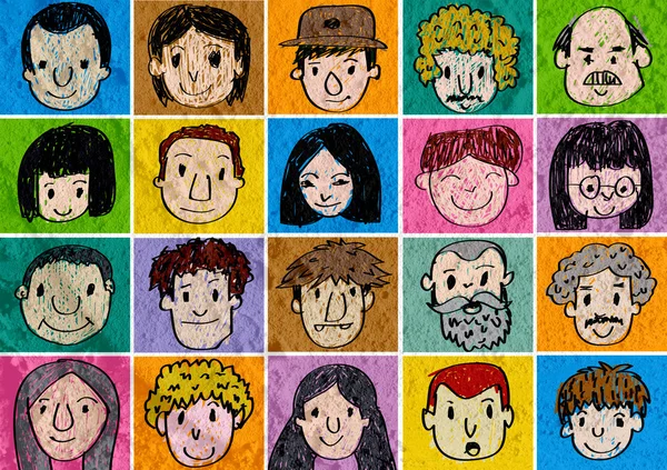 Face people   on Cement wall texture background — Stock Photo, Image