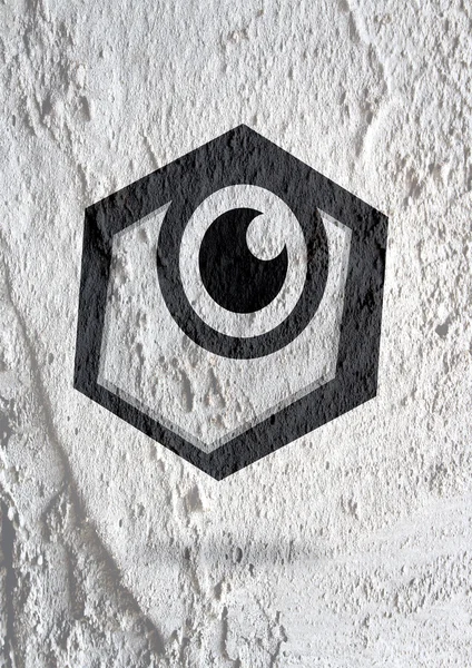 Eye icon character design on Cement wall texture background — Stock Photo, Image