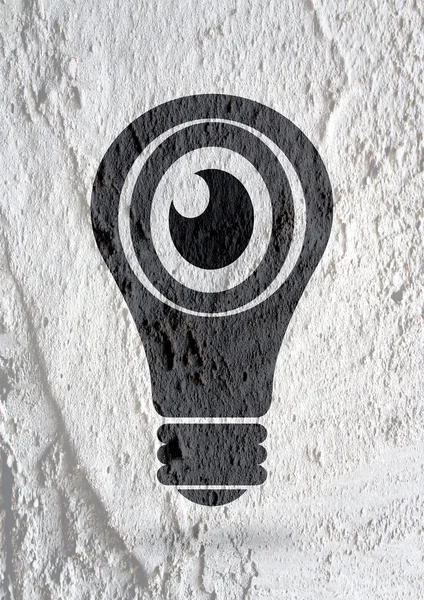 Oog pictogram Characterdesign op cement muur textuur achtergrond — Stockfoto