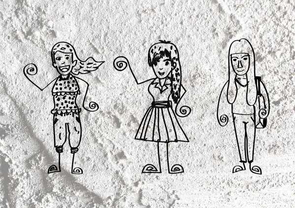 Люди рисуют на фоне текстуры стен цемента — стоковое фото