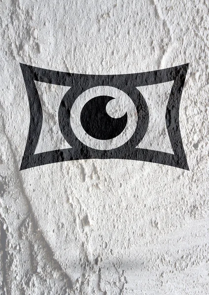 Auge Symbol Charakter Design auf Zementwand Textur Hintergrund — Stockfoto