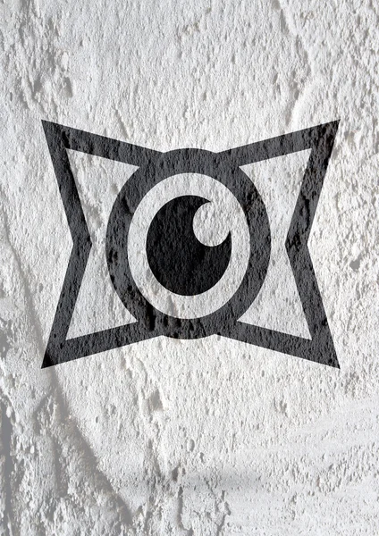 Eye icon character design on Cement wall texture background — Stock Photo, Image