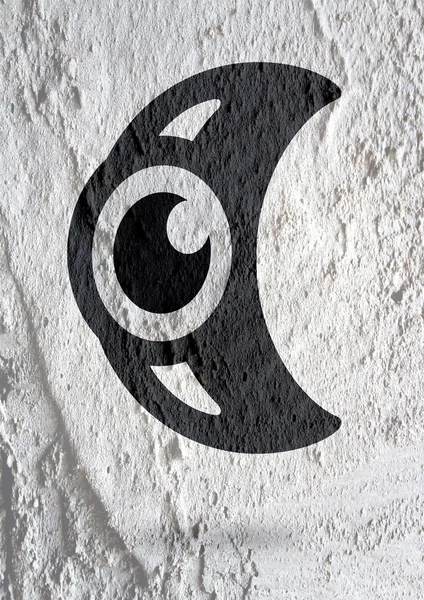 Oog pictogram Characterdesign op cement muur textuur achtergrond — Stockfoto