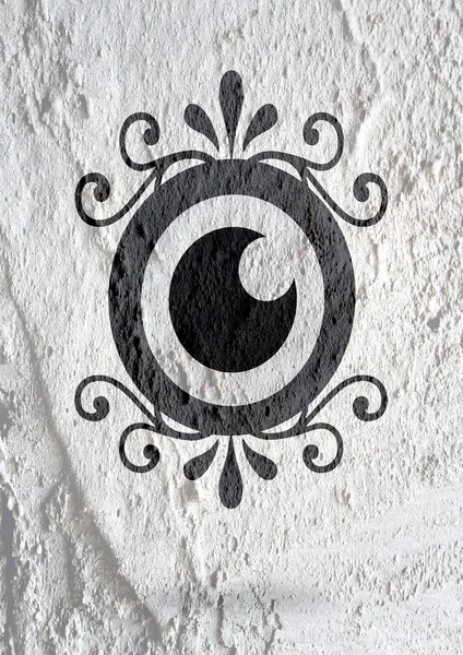 Eye icon character design on Cement wall texture background — Stock Photo, Image