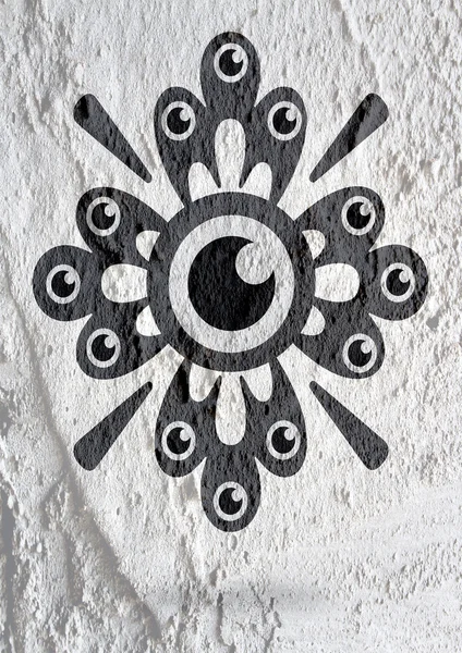 Design de personagem de ícone de olho no fundo de textura de parede de cimento — Fotografia de Stock