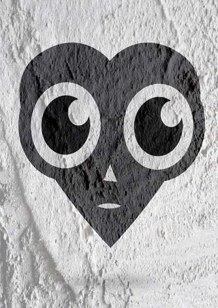 Oko ikona charakter design na cement zdi textury pozadí — Stock fotografie