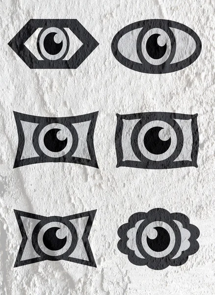 Μάτι εικόνα Σχεδιασμός χαρακτήρων σε τσιμέντο τοίχο υφή φόντο — Φωτογραφία Αρχείου