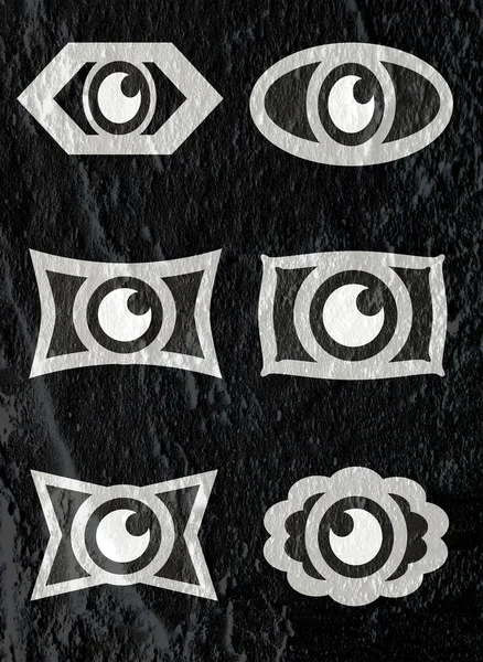 Eye icon character design on Cement wall texture background — Stock Photo, Image