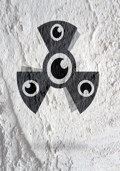 Eye icon character design on Cement wall texture background — Stock Photo, Image