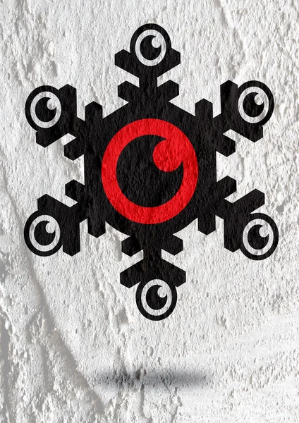 Oko ikona postać projekt na cementowe ściany tekstura tło — Zdjęcie stockowe
