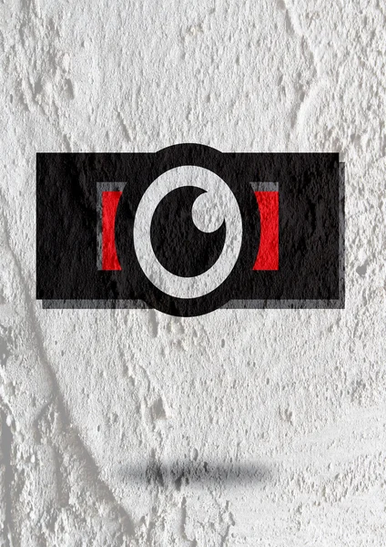 Eye icon character design on Cement wall texture background — Stock Photo, Image