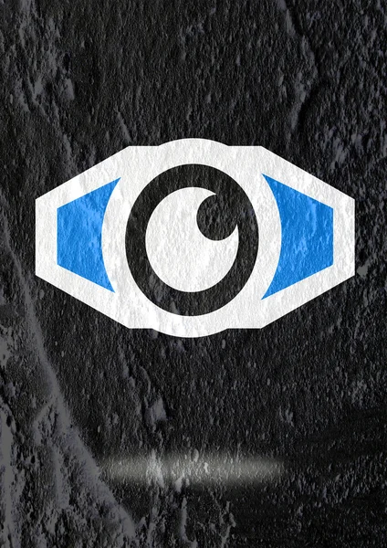Eye icon character design on Cement wall texture background — Stock Photo, Image