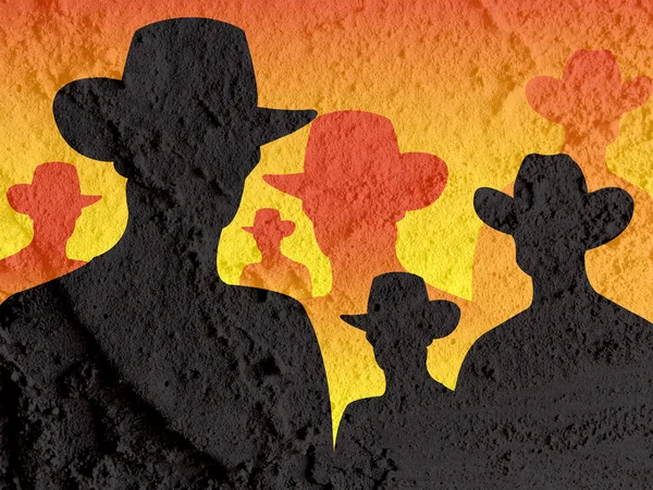 kovboy insan silueti çimento duvar dokusu arka plan desi üzerinde