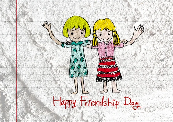 Happy Friendship Day et Best Friends Forever sur la texture du mur ba — Photo