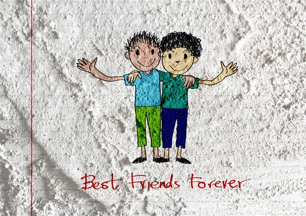 Feliz Día de la Amistad y mejores amigos para siempre en la pared textura ba — Foto de Stock