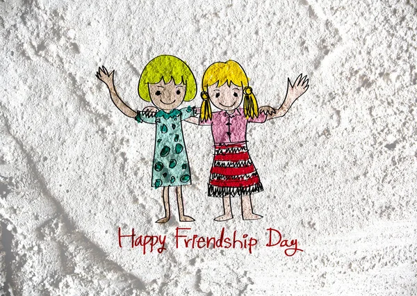 Feliz Día de la Amistad y mejores amigos para siempre en la pared textura ba — Foto de Stock