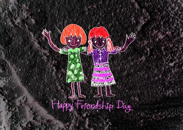 Feliz Día de la Amistad y mejores amigos para siempre en la pared textura ba — Foto de Stock