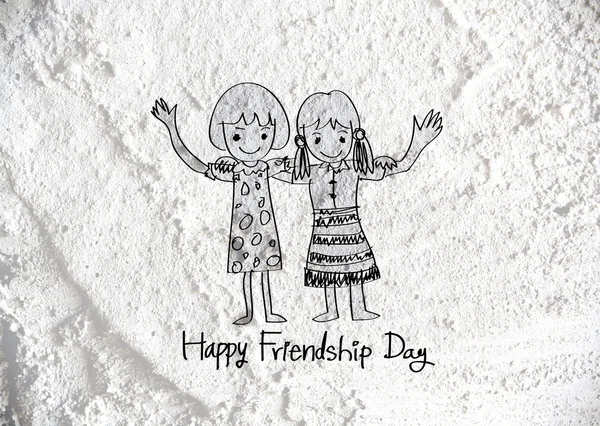 快乐友谊日和最好的朋友，永远在墙体纹理坝 — 图库照片