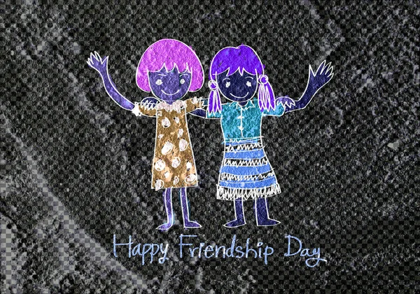 Feliz Día de la Amistad y mejores amigos para siempre en la pared textura ba — Foto de Stock