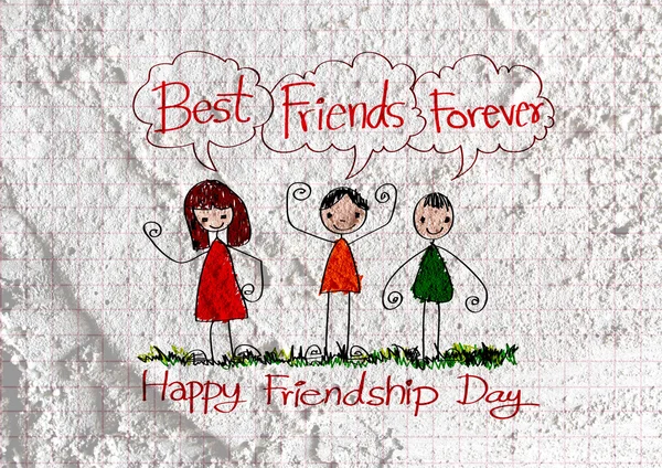 Happy Friendship Day et Best Friends Forever sur la texture du mur ba — Photo