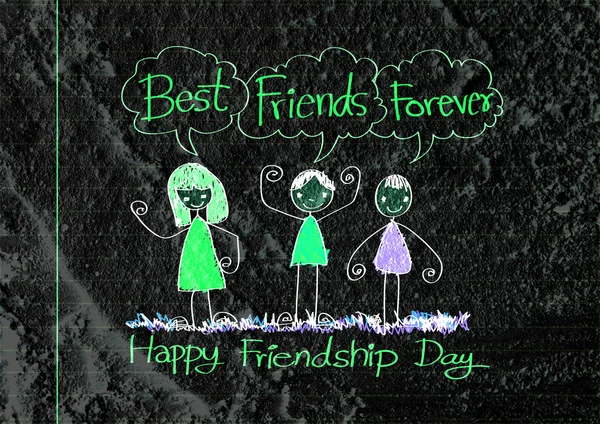 快乐友谊日和最好的朋友，永远在墙体纹理坝 — 图库照片