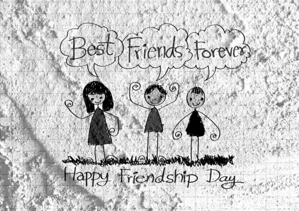 Happy Friendship Day et Best Friends Forever sur la texture du mur ba — Photo