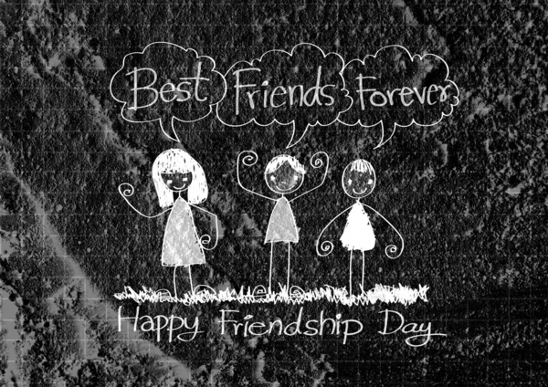 Happy Friendship Day and Best Friends Forever on wall texture ba — Stock Photo, Image