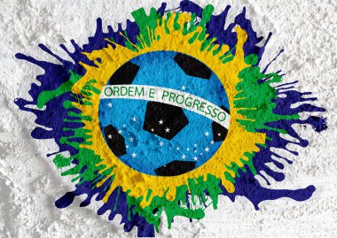 Brezilya futbol topu üzerinde duvar doku backgro ile soyut bayrağı