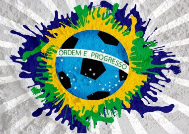 Brezilya futbol topu üzerinde duvar doku backgro ile soyut bayrağı