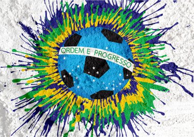 Brezilya futbol topu üzerinde duvar doku backgro ile soyut bayrağı