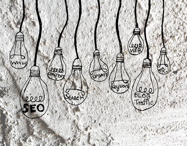 Seo Idea SEO Search Engine Optimization on Cement wall texture — Stock Photo, Image