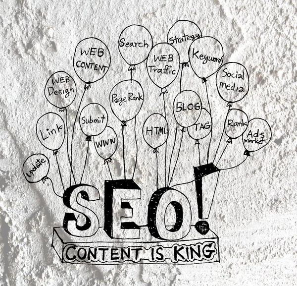 Seo Idea SEO Search Engine Optimization on Cement wall texture — Stock Photo, Image