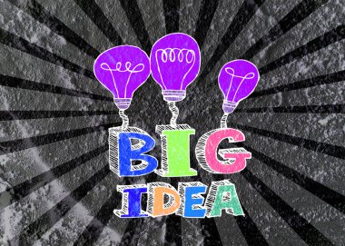 büyük fikir kavramı ışık bub çimento duvar dokusu arka plan des üzerinde