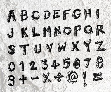 el çizili harfler yazı tipi duvar dokusu arka plan desig yazılmış