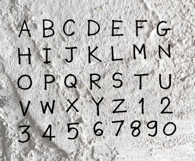 el çizili harfler yazı tipi duvar dokusu arka plan desig yazılmış