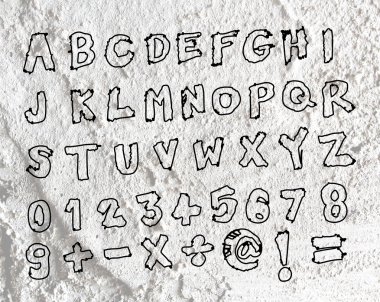 el çizili harfler yazı tipi duvar dokusu arka plan desig yazılmış