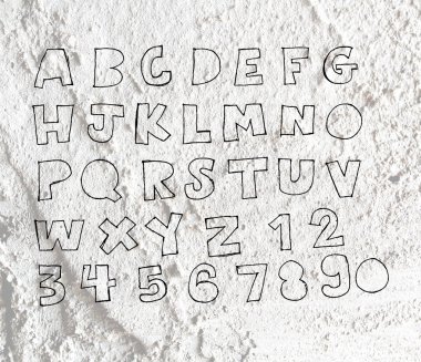 el çizili harfler yazı tipi duvar dokusu arka plan desig yazılmış