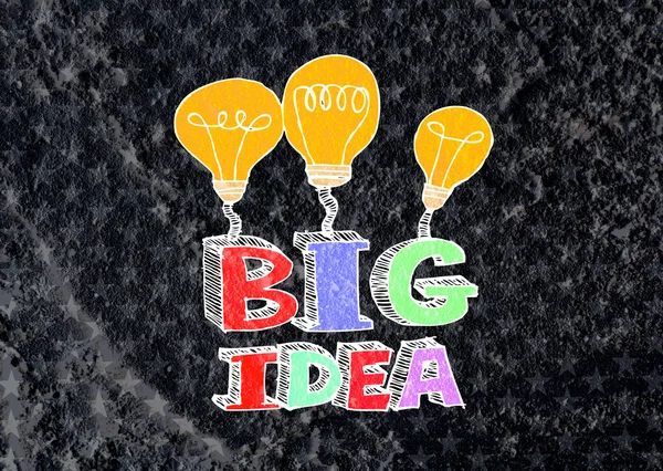 Big idea concept light bub on Cement wall texture background des — Stock Photo, Image