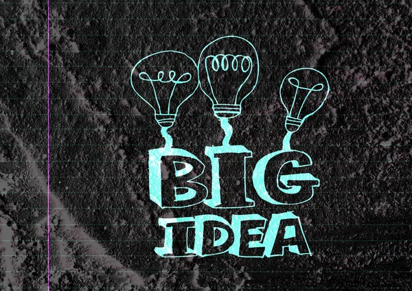 Big idea concept light bub on Cement wall texture background des — Stock Photo, Image