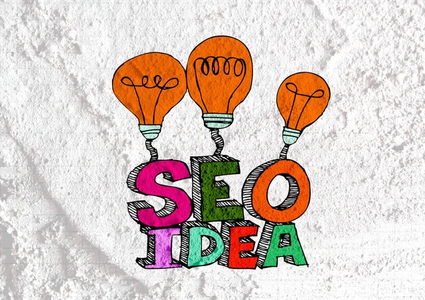 Seo Idea SEO Search Engine Optimization on Cement wall texture b — Stock Photo, Image