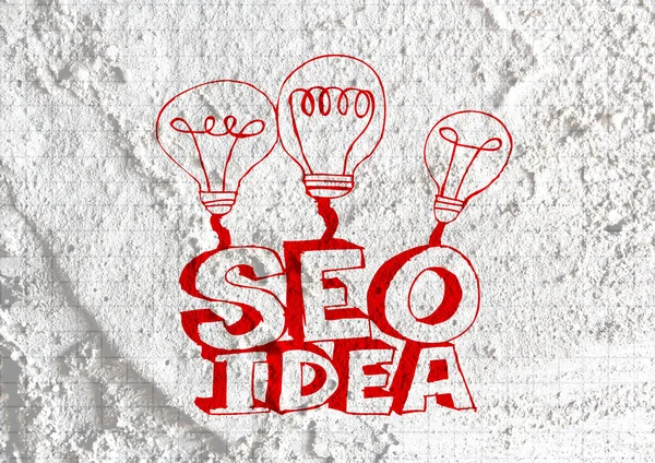 Seo Idea SEO Search Engine Optimization on Cement wall texture b — Stock Photo, Image