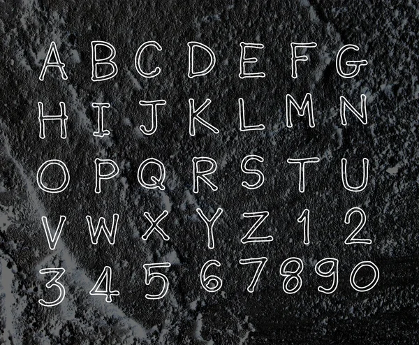 Mão letras desenhadas fonte escrita na parede textura fundo desig — Fotografia de Stock
