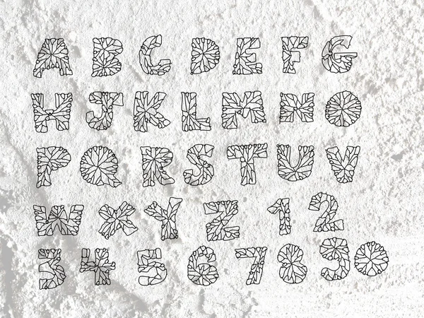 Handen ritade bokstäver teckensnitt skrivet på väggen textur bakgrund desig — Stockfoto