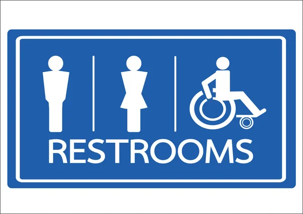 Τουαλέτα αρσενικό θηλυκό και αναπηρική καρέκλα Χάντικαπ εικόνα με το σύμβολο — Διανυσματικό Αρχείο