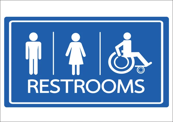 Toilet symbool mannelijke vrouwelijke en rolstoel handicap pictogram — Stockvector